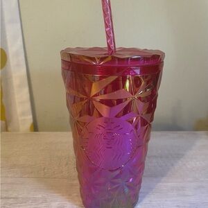 Starbucks 2024 Summer Release Magenta Pink Reusable Cold Cup with Straw